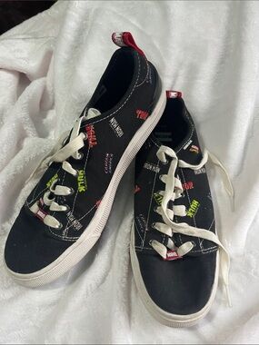 TOMS Black Marvel Comic Print Sneakers with White Laces